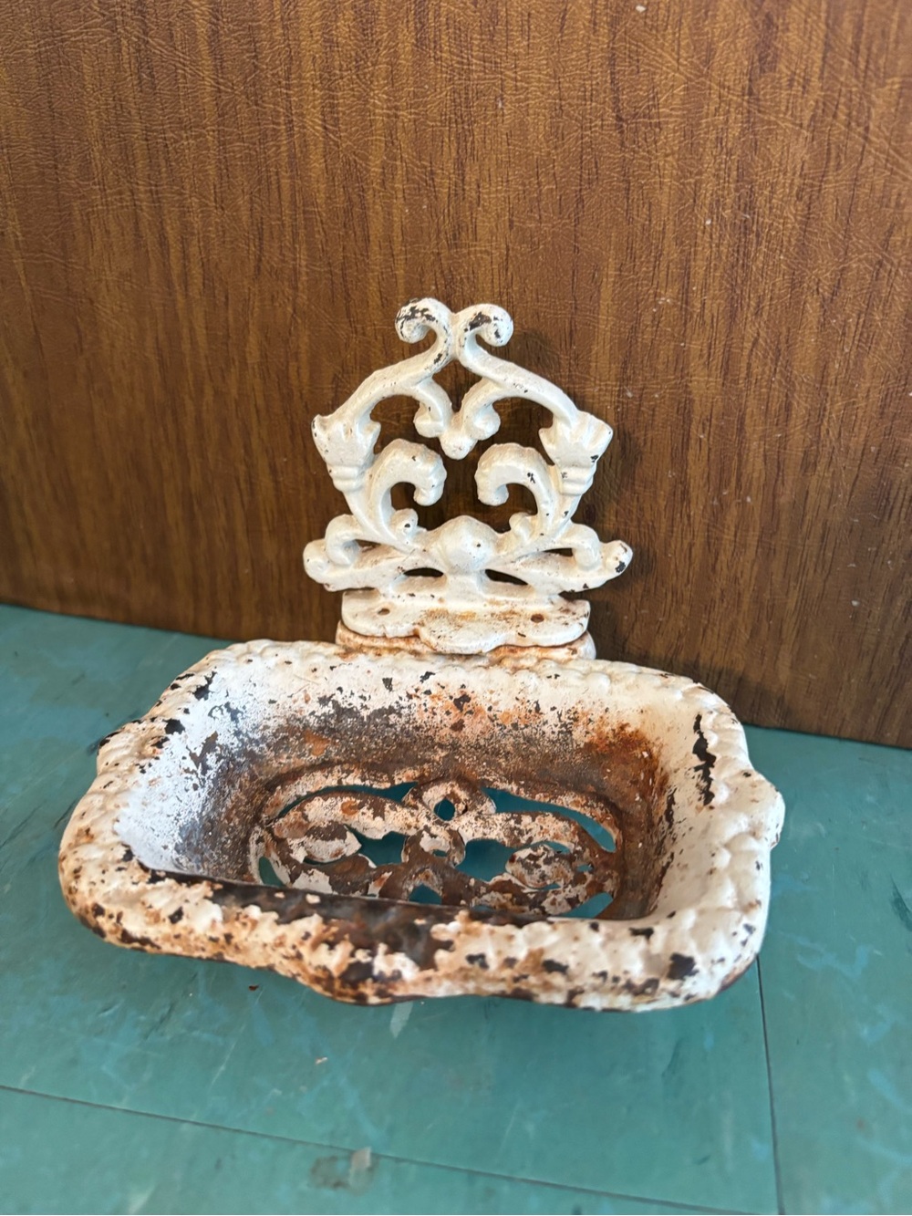 Vintage White Cast Iron Soap Dish
